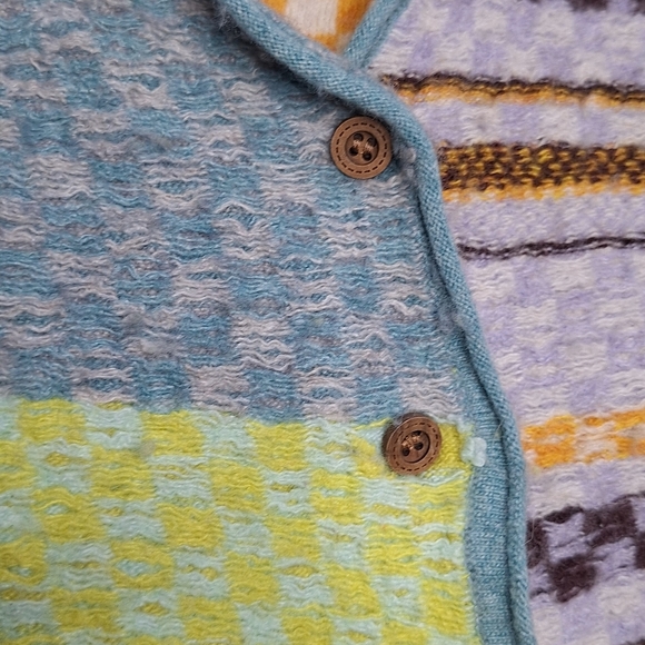 Free People Mixed Print Pieced Ready Set Go Colorful Women's Sweater Cardigan - Picture 9 of 11